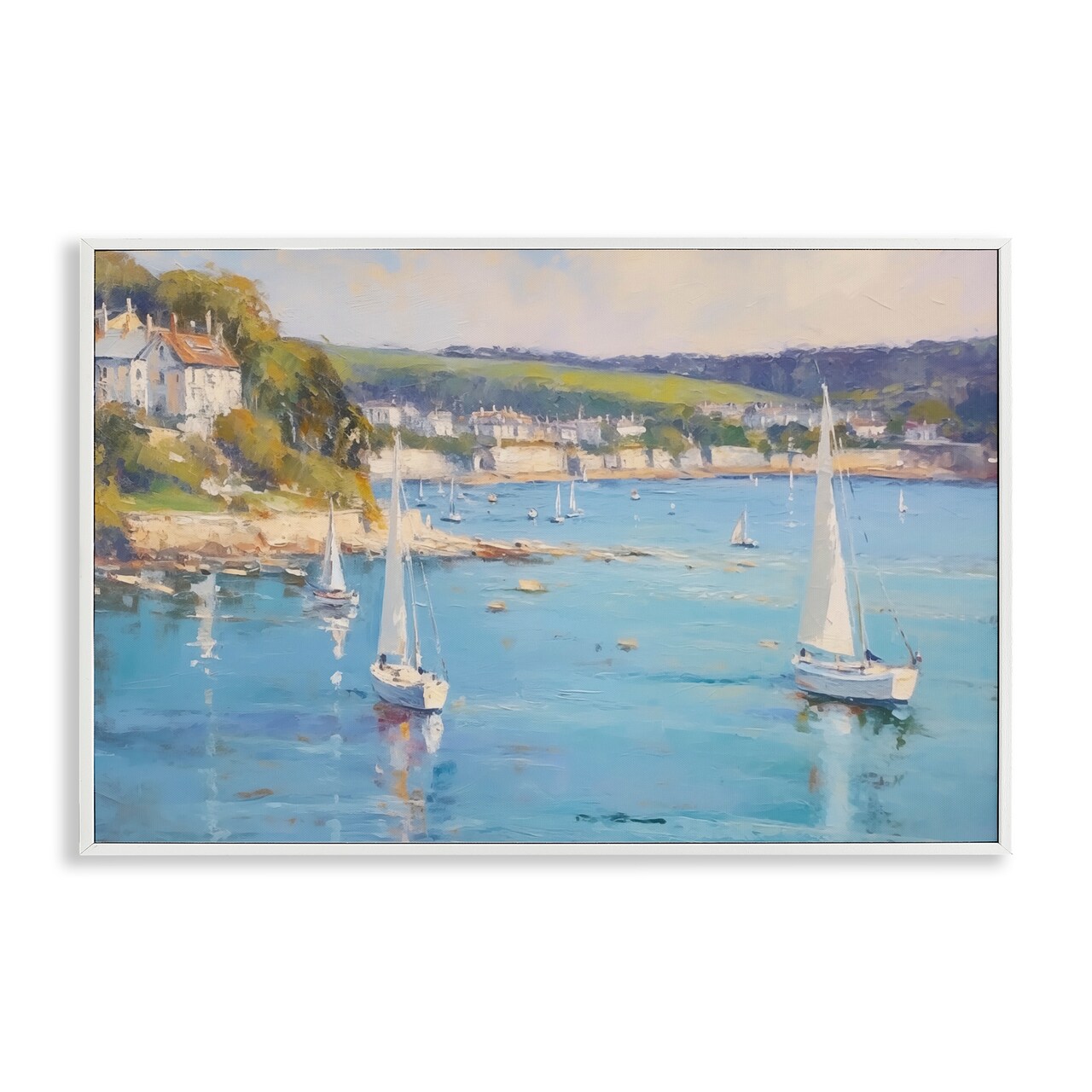 Stupell Industries Sailboats Of The Shore Framed Giclee Wall Art Design by LSR Design Studio